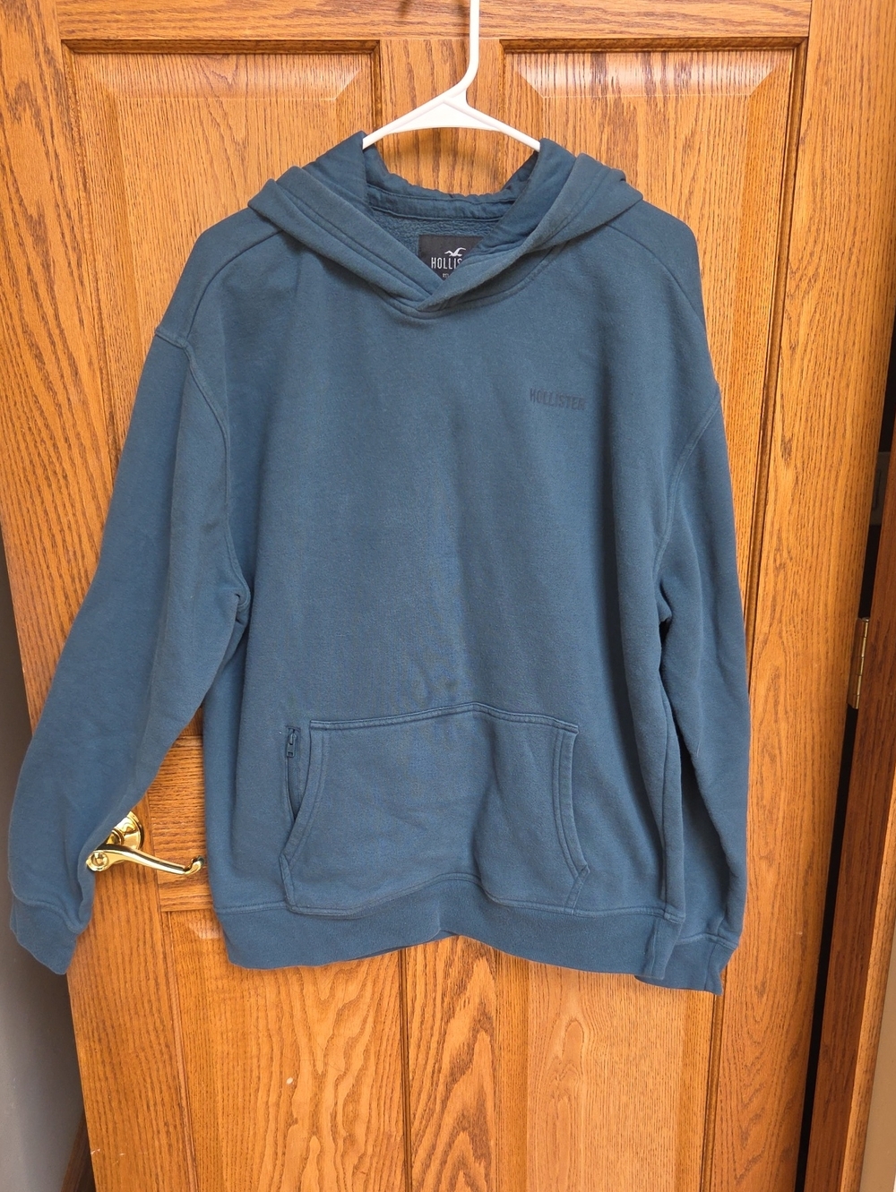 Hollister Dark Teal Pullover Hoodie with Kangaroo Pocket